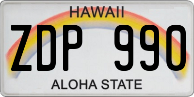 HI license plate ZDP990