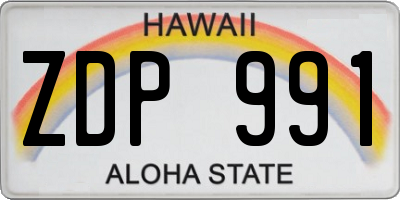 HI license plate ZDP991
