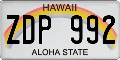 HI license plate ZDP992