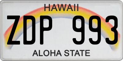 HI license plate ZDP993