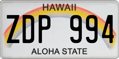 HI license plate ZDP994