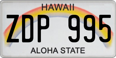 HI license plate ZDP995