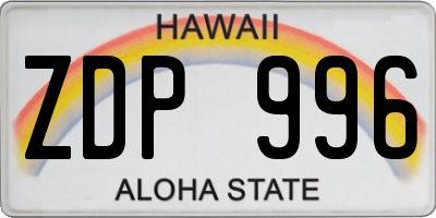 HI license plate ZDP996