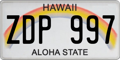 HI license plate ZDP997