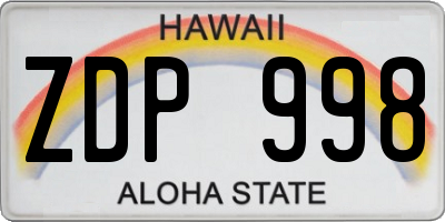 HI license plate ZDP998