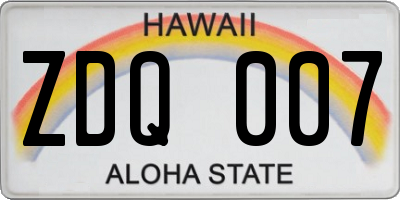 HI license plate ZDQ007