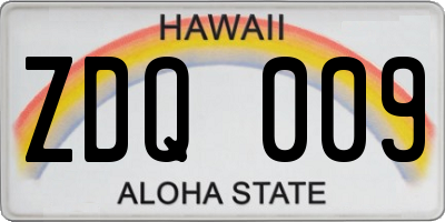HI license plate ZDQ009