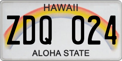 HI license plate ZDQ024