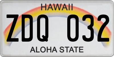 HI license plate ZDQ032