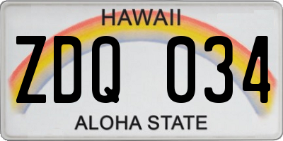 HI license plate ZDQ034