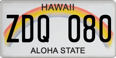 HI license plate ZDQ080