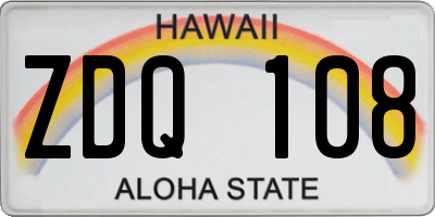 HI license plate ZDQ108