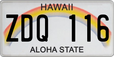 HI license plate ZDQ116