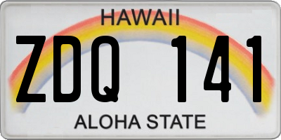HI license plate ZDQ141