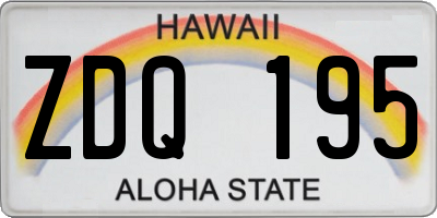 HI license plate ZDQ195