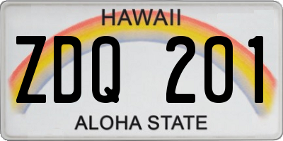 HI license plate ZDQ201