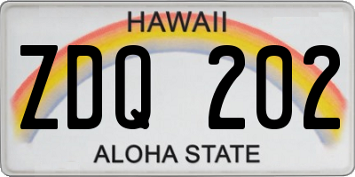 HI license plate ZDQ202