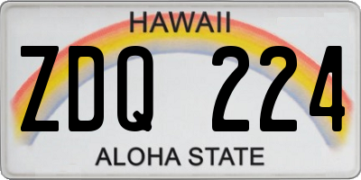 HI license plate ZDQ224