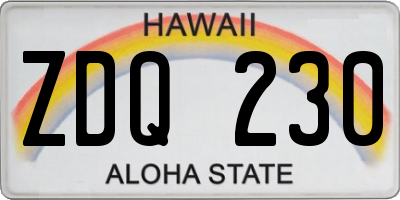 HI license plate ZDQ230