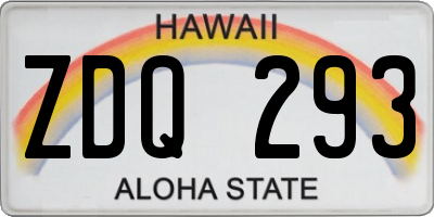 HI license plate ZDQ293