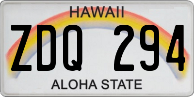 HI license plate ZDQ294