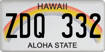 HI license plate ZDQ332