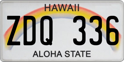 HI license plate ZDQ336