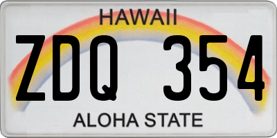 HI license plate ZDQ354