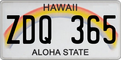 HI license plate ZDQ365