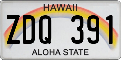 HI license plate ZDQ391