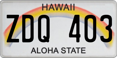 HI license plate ZDQ403