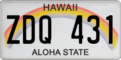 HI license plate ZDQ431