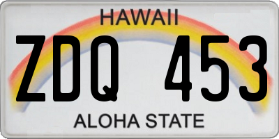 HI license plate ZDQ453