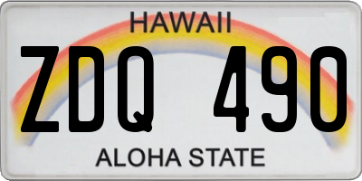 HI license plate ZDQ490