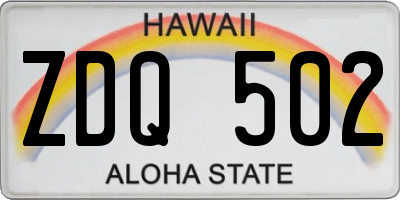 HI license plate ZDQ502