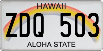 HI license plate ZDQ503