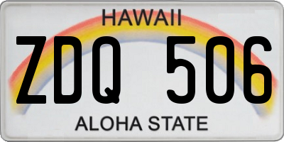 HI license plate ZDQ506