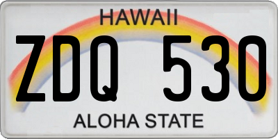 HI license plate ZDQ530