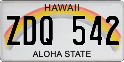 HI license plate ZDQ542