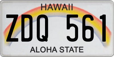 HI license plate ZDQ561