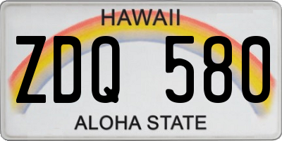 HI license plate ZDQ580