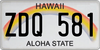 HI license plate ZDQ581