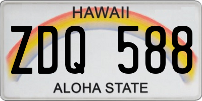 HI license plate ZDQ588