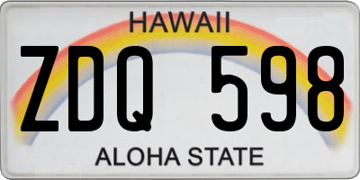HI license plate ZDQ598