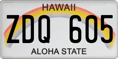 HI license plate ZDQ605