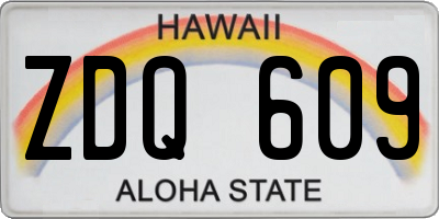 HI license plate ZDQ609