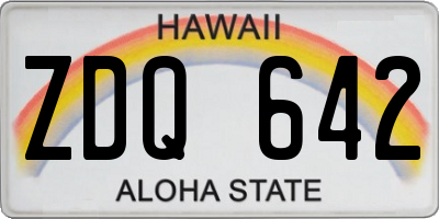 HI license plate ZDQ642