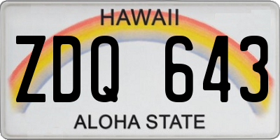 HI license plate ZDQ643