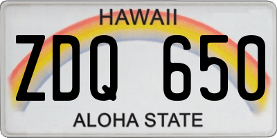 HI license plate ZDQ650