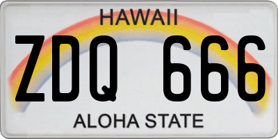 HI license plate ZDQ666